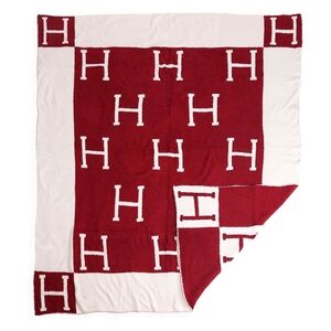 Kikiboheme Scarlet and Ivory Throw Blanket